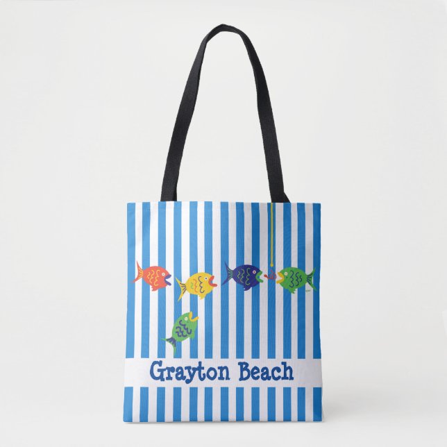 Colourful Custom Fishy Beach Shoulder Tote Bag (Front)
