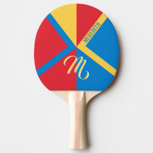 Colourful Custom Monogram Name Geometric     Ping Pong Paddle