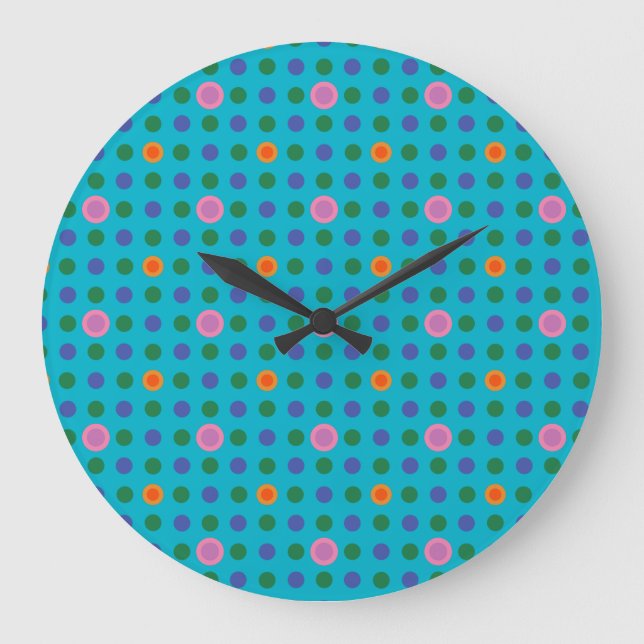 Colourful Custom Polka Dots Fish in the Sea Clock (Front)