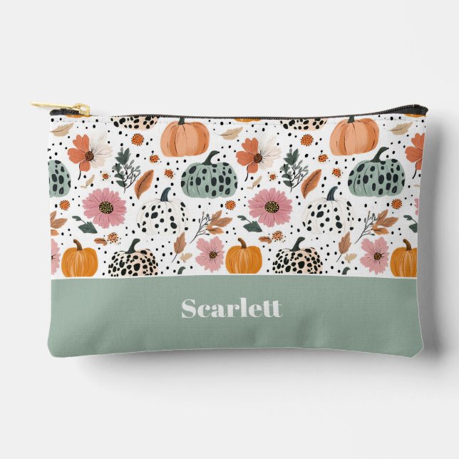Colourful Custom Pumpkin Fall Pattern  Accessory Pouch (Front)