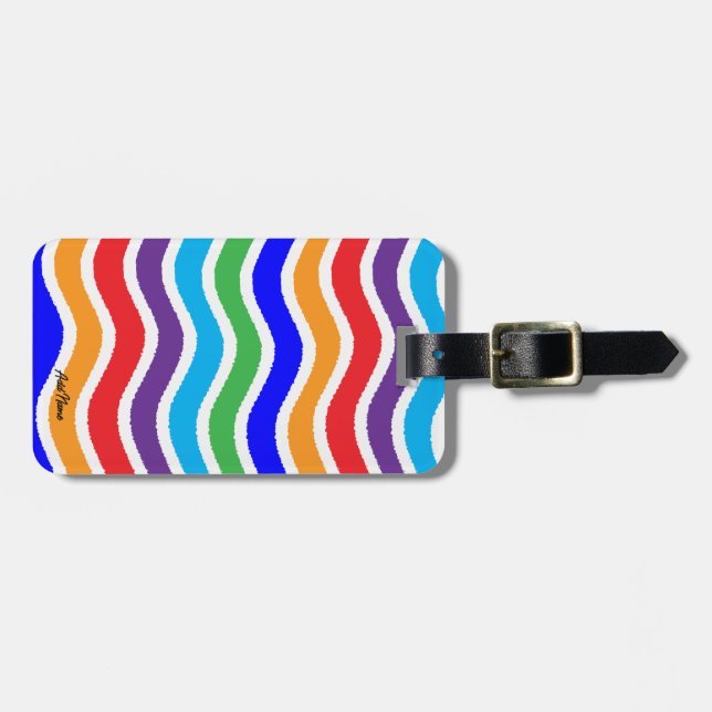 Colourful Custom Torn Paper Effect Luggage Tag (Front Horizontal)