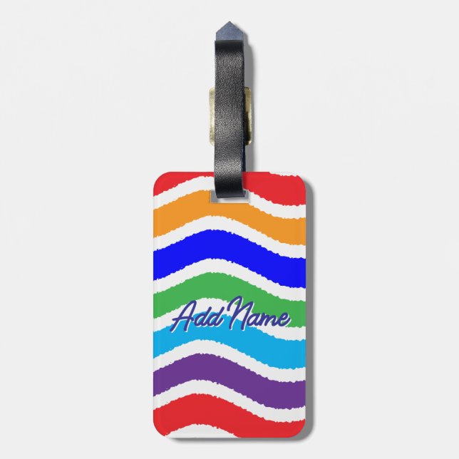 Colourful Custom Torn Paper Effect Luggage Tag (Back Vertical)