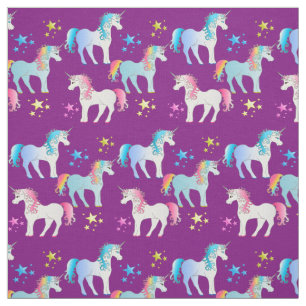 Colourful Custom Unicorn Print Fabric Material