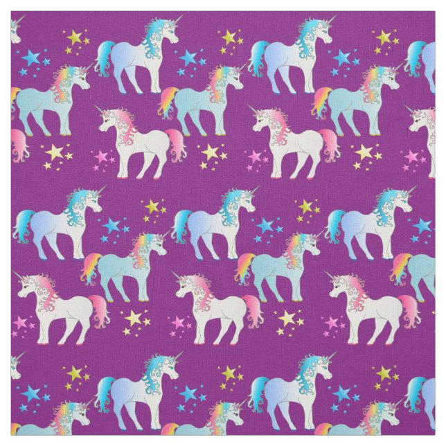 Colourful Custom Unicorn Print Fabric Material (Swatch)