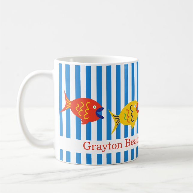 Colourful Custom Whimsical Fish Mug (Left)