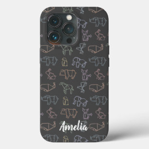 Colourful Customizable Geometry Origami Animals iPhone 13 Pro Case
