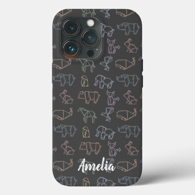 Colourful Customizable Geometry Origami Animals Case-Mate iPhone Case (Back)