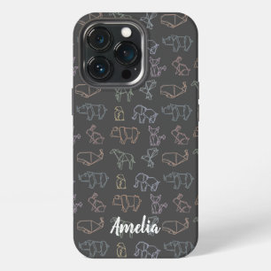 Colourful Customizable Geometry Origami Animals iPhone 13 Pro Case