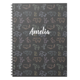 Colourful Customizable Geometry Origami Animals Notebook