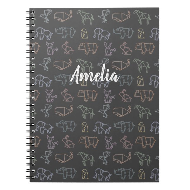 Colourful Customizable Geometry Origami Animals Notebook (Front)