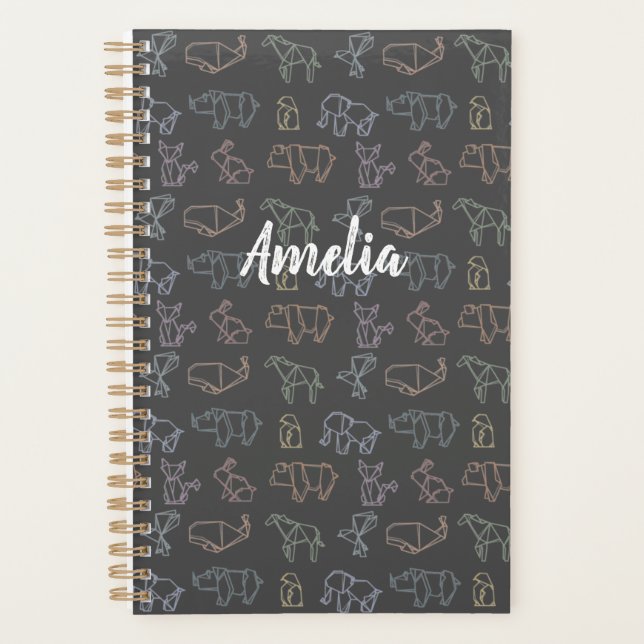 Colourful Customizable Geometry Origami Animals Planner (Front)