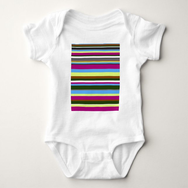 Colourful Customized Designer Stripe Baby Bodysuit (Front)