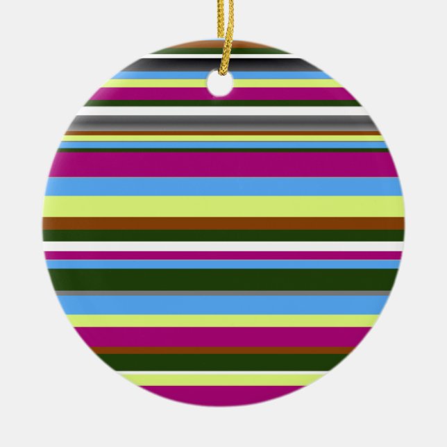 Colourful Customized Designer Stripe Ceramic Ornament (Front)