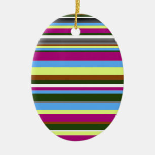 Colourful Customized Designer Stripe Ceramic Ornament