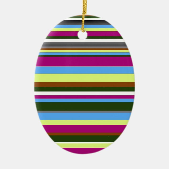 Colourful Customized Designer Stripe Ceramic Ornament (Front)