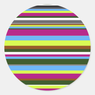 Colourful Customized Designer Stripe Classic Round Sticker