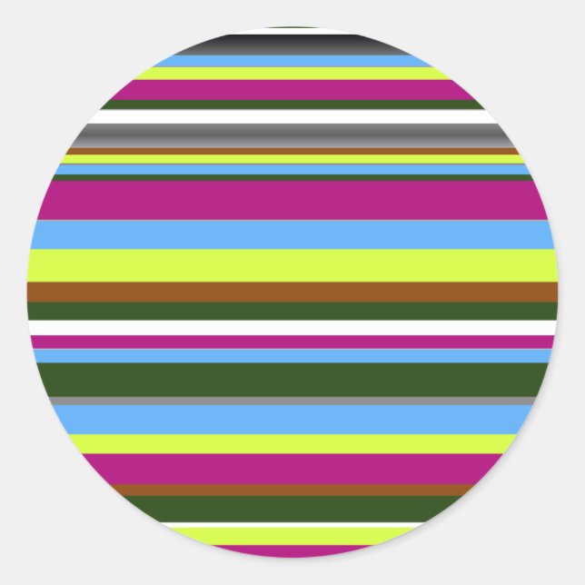 Colourful Customized Designer Stripe Classic Round Sticker (Front)