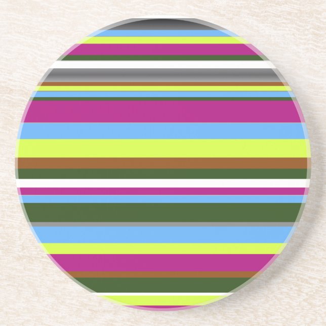 Colourful Customized Designer Stripe Coaster (Front)
