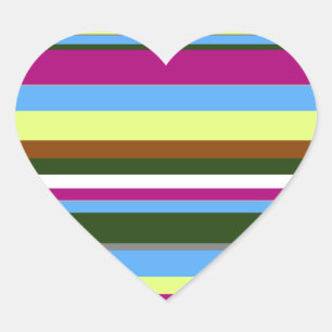 Colourful Customized Designer Stripe Heart Sticker