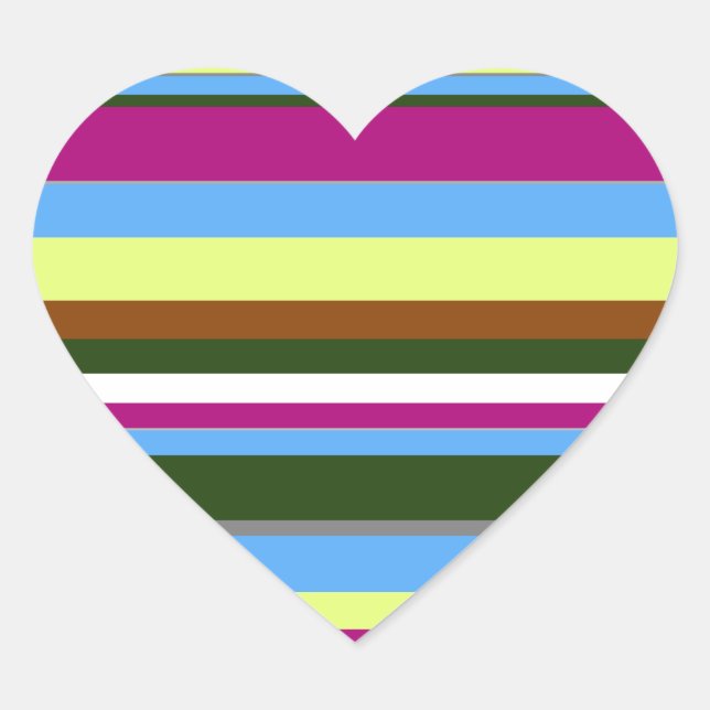 Colourful Customized Designer Stripe Heart Sticker (Front)