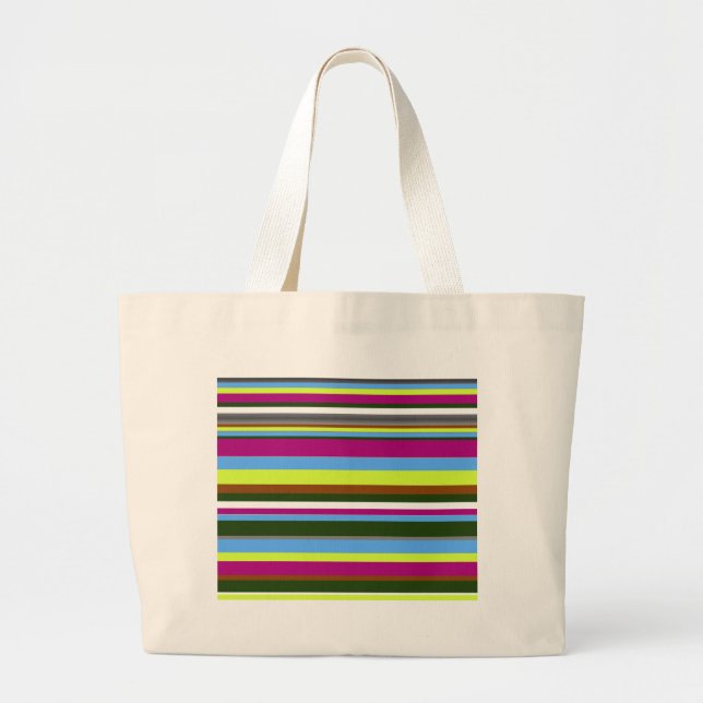 Colourful Customized Designer Stripe Large Tote Bag (Front)
