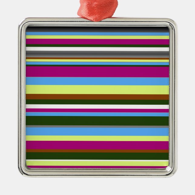 Colourful Customized Designer Stripe Metal Ornament (Front)