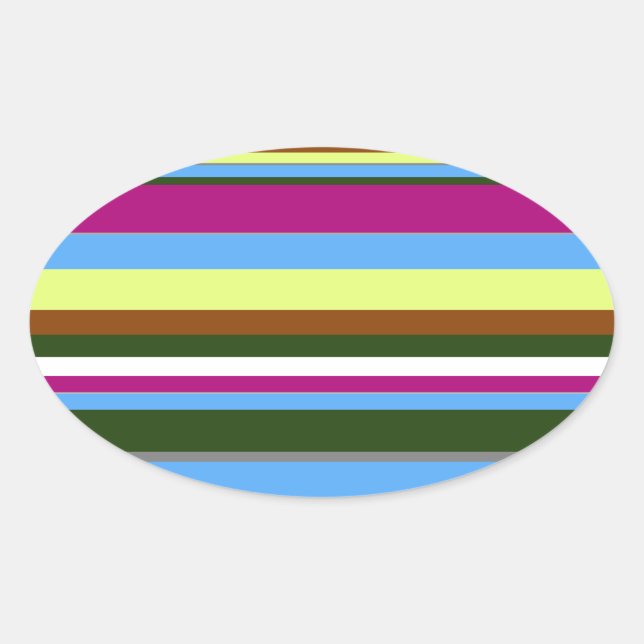 Colourful Customized Designer Stripe Oval Sticker (Front)