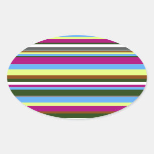 Colourful Customized Designer Stripe Oval Sticker