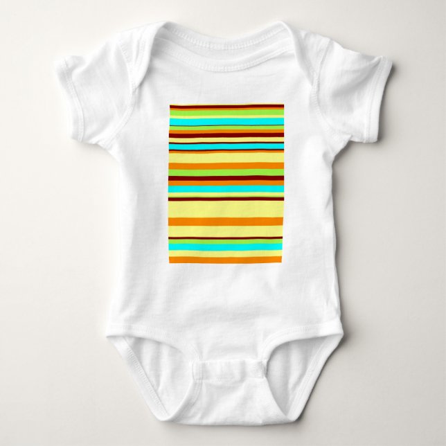Colourful Customized Designer Stripe Pattern Baby Bodysuit (Front)