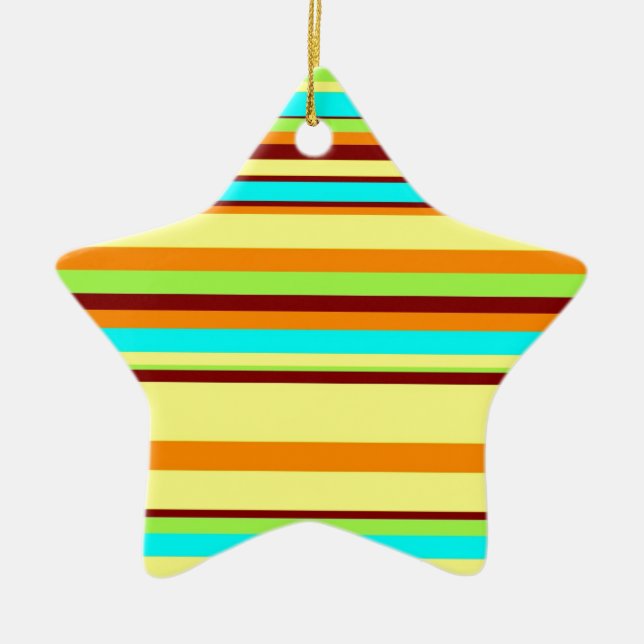 Colourful Customized Designer Stripe Pattern Ceramic Ornament (Front)