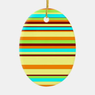 Colourful Customized Designer Stripe Pattern Ceramic Ornament