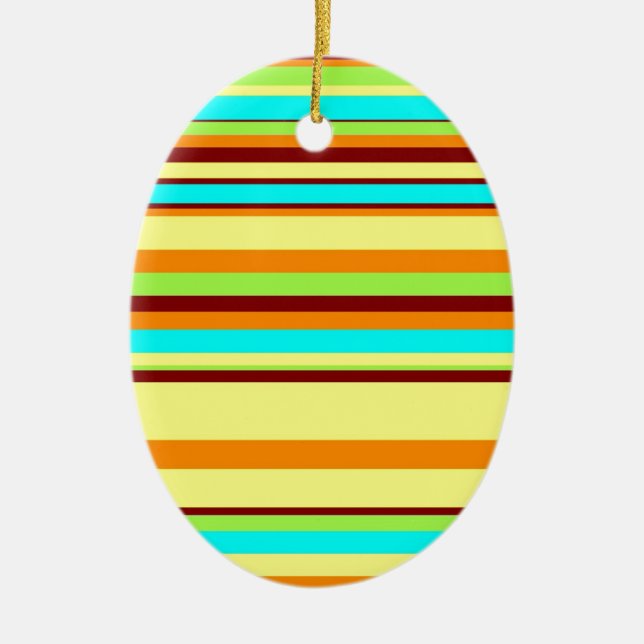 Colourful Customized Designer Stripe Pattern Ceramic Ornament (Front)