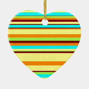 Colourful Customized Designer Stripe Pattern Ceramic Ornament