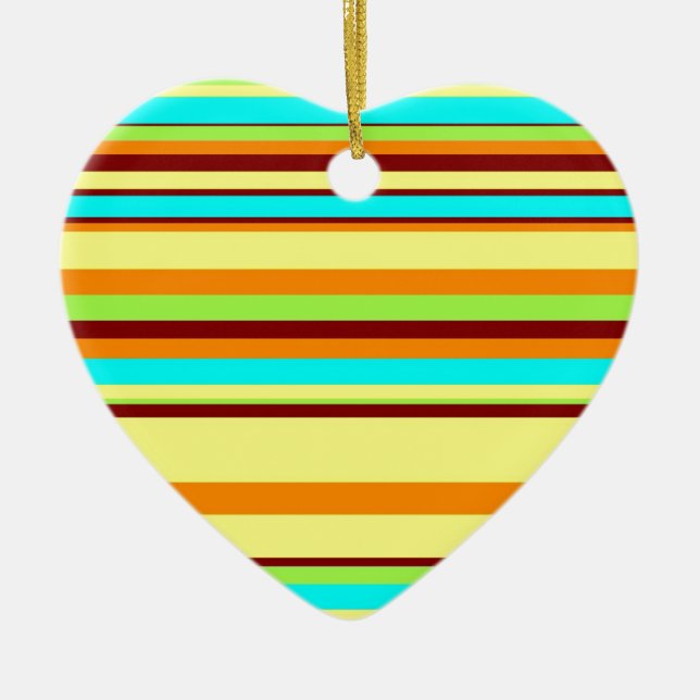 Colourful Customized Designer Stripe Pattern Ceramic Ornament (Front)