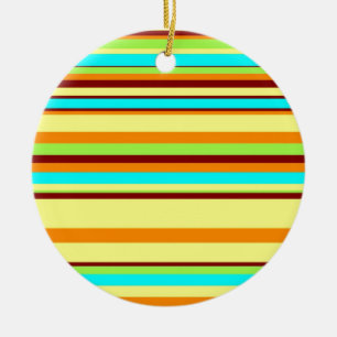 Colourful Customized Designer Stripe Pattern Ceramic Ornament