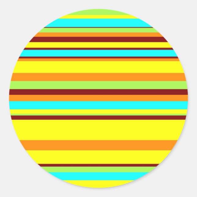 Colourful Customized Designer Stripe Pattern Classic Round Sticker (Front)
