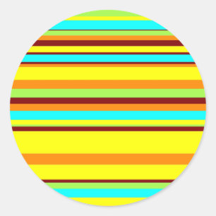Colourful Customized Designer Stripe Pattern Classic Round Sticker