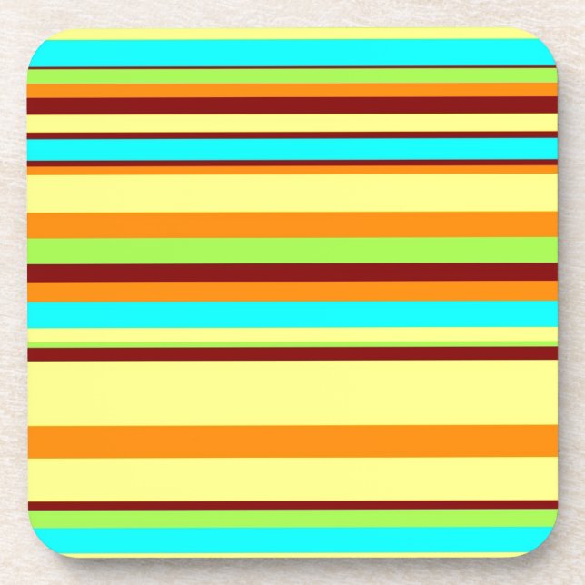 Colourful Customized Designer Stripe Pattern Coaster (Front)