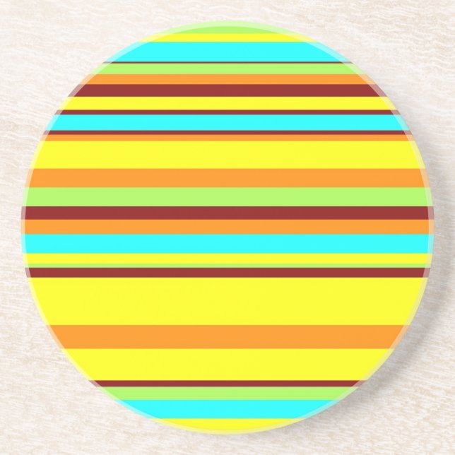 Colourful Customized Designer Stripe Pattern Coaster (Front)