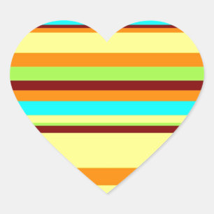 Colourful Customized Designer Stripe Pattern Heart Sticker