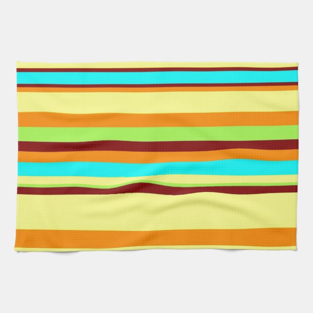 Colourful Customized Designer Stripe Pattern Kitchen Towel (Horizontal)