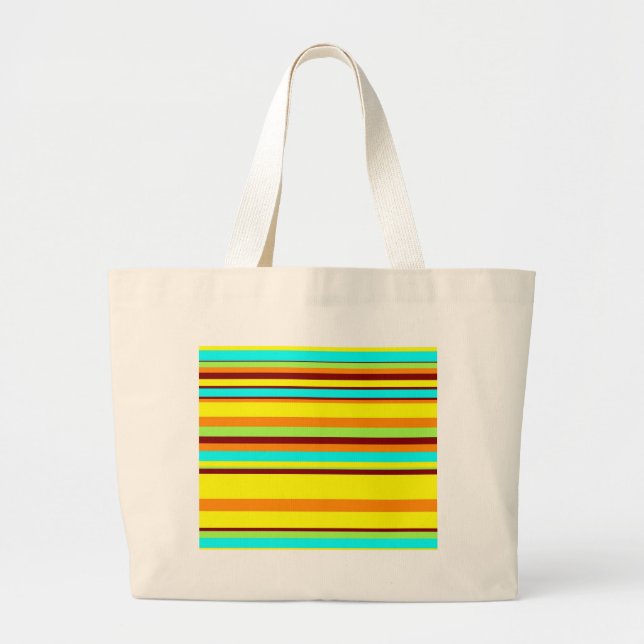 Colourful Customized Designer Stripe Pattern Large Tote Bag (Front)