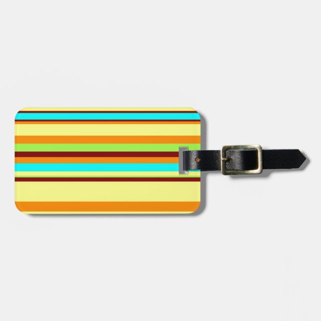 Colourful Customized Designer Stripe Pattern Luggage Tag (Front Horizontal)