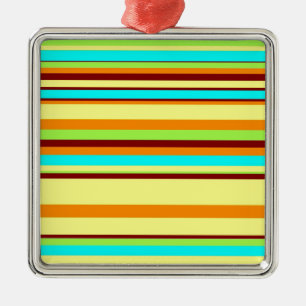Colourful Customized Designer Stripe Pattern Metal Ornament