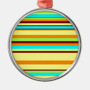 Colourful Customized Designer Stripe Pattern Metal Ornament