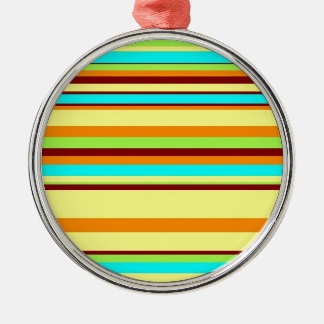 Colourful Customized Designer Stripe Pattern Metal Ornament (Front)