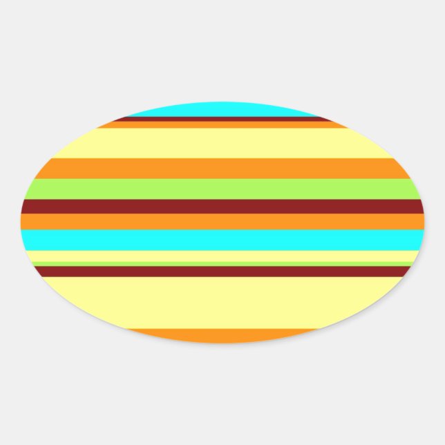 Colourful Customized Designer Stripe Pattern Oval Sticker (Front)
