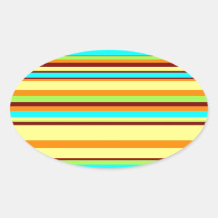Colourful Customized Designer Stripe Pattern Oval Sticker
