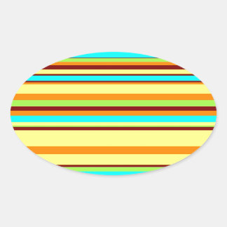 Colourful Customized Designer Stripe Pattern Oval Sticker