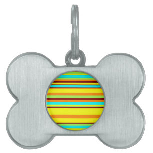 Colourful Customized Designer Stripe Pattern Pet Name Tag